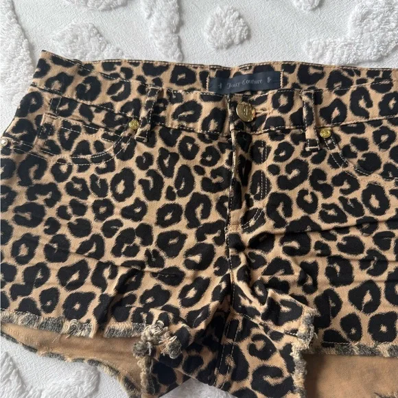 Juicy Couture Leopard Print Jean Shorts - Black and Tan - Picture 2 of 6